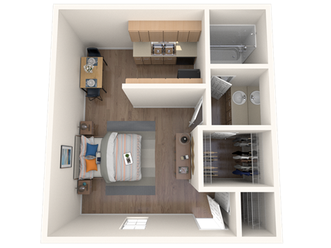 Floor plan for studio, 1 bath, 440 sqft